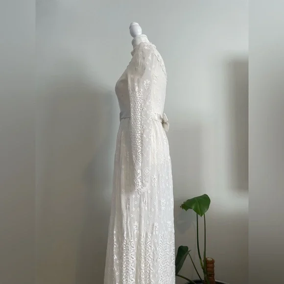 Vintage 60s/70s Prairie/Cottagecore/Boho High Neck Wedding/Formal Maxi Dress - Picture 9 of 9
